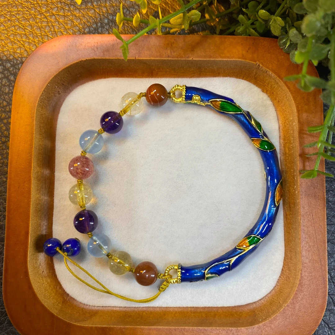 【山珊珠宝】景泰蓝多宝设计手串（01019）多巴胺水晶手链