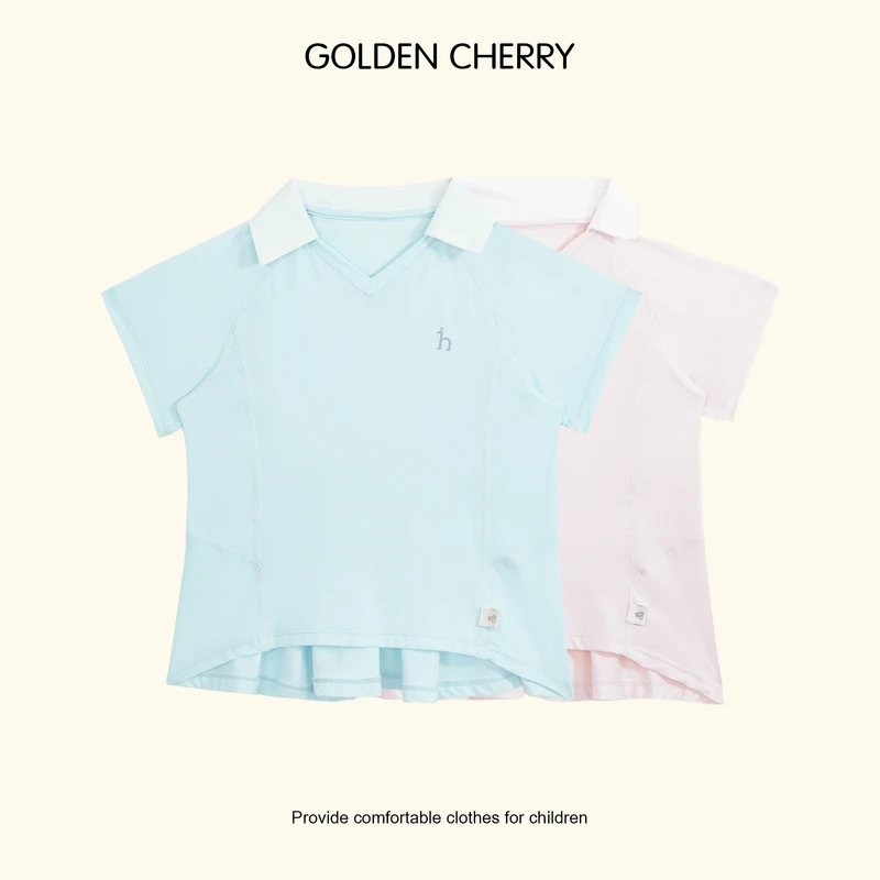 【Golden cherry】小童速干防晒h小标翻领裙边休闲T恤JYT2161