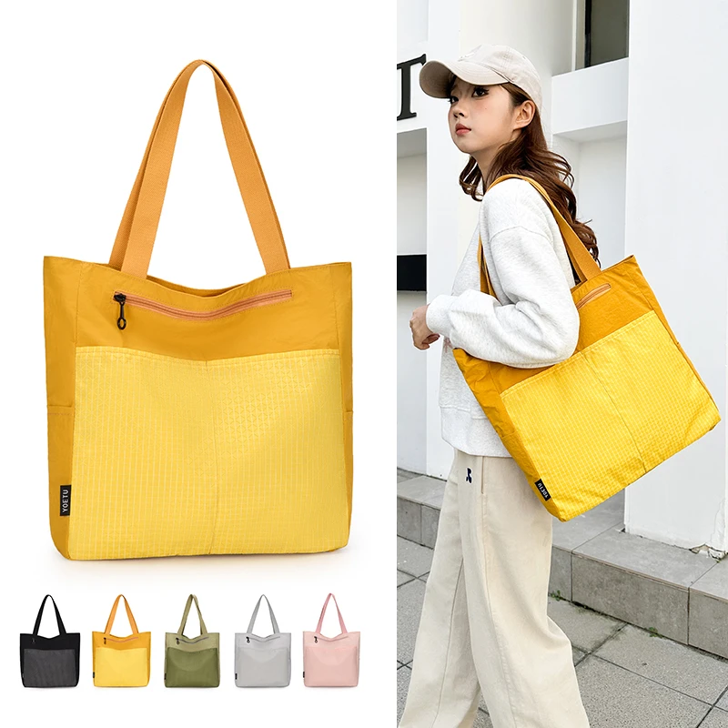 大容量补习袋女2025新款超轻防水单肩托特包通勤手提潮