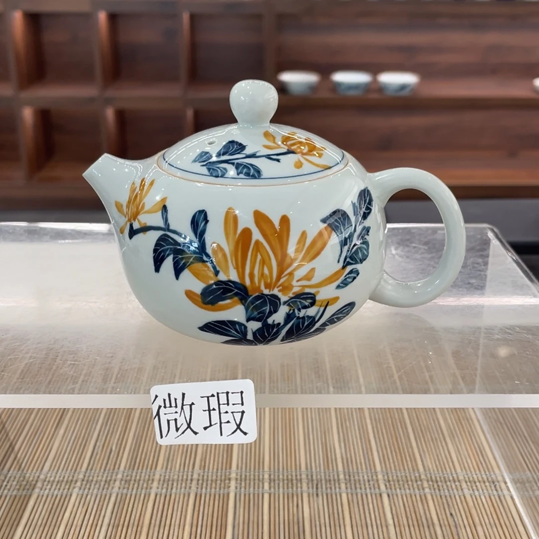 釉下手绘茶具微瑕