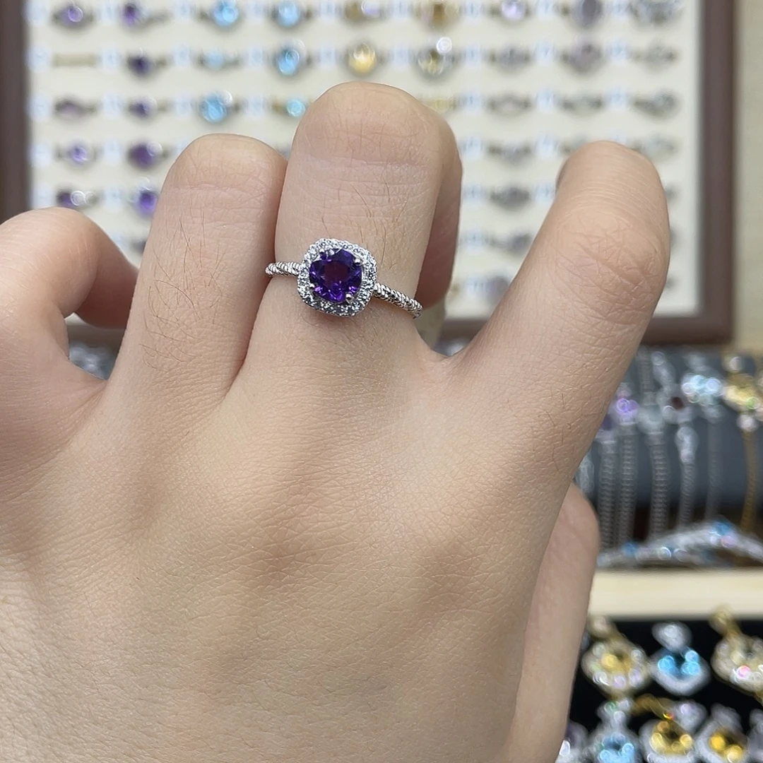 紫晶银S925镶嵌戒指
