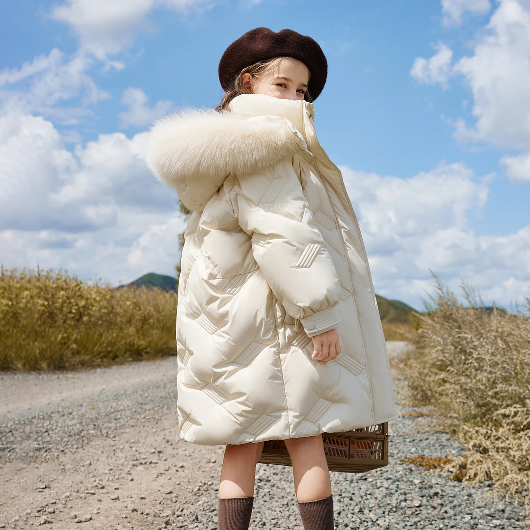 3QR儿童羽绒服女童中长款2025新款洋气中大童童装加厚女款外套