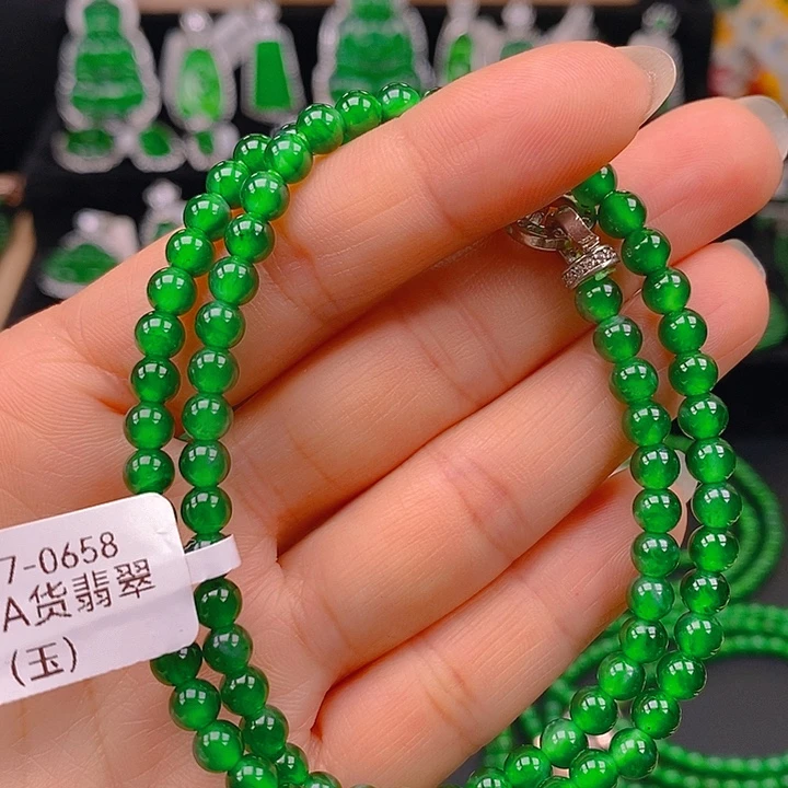 翡翠未镶嵌耳饰天然A货翡翠锁骨链5