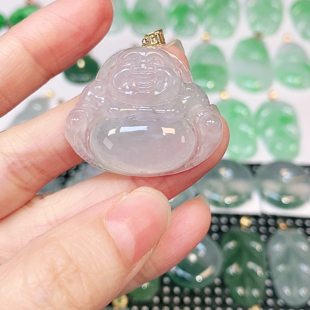 翡翠吊坠(不含链)18K金镶嵌