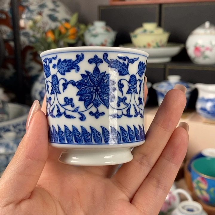 杯折葵非器缠枝莲马蹄杯