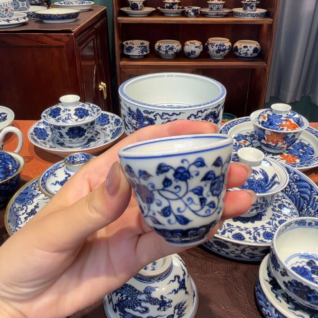 青花雯华堂手绘杯杯