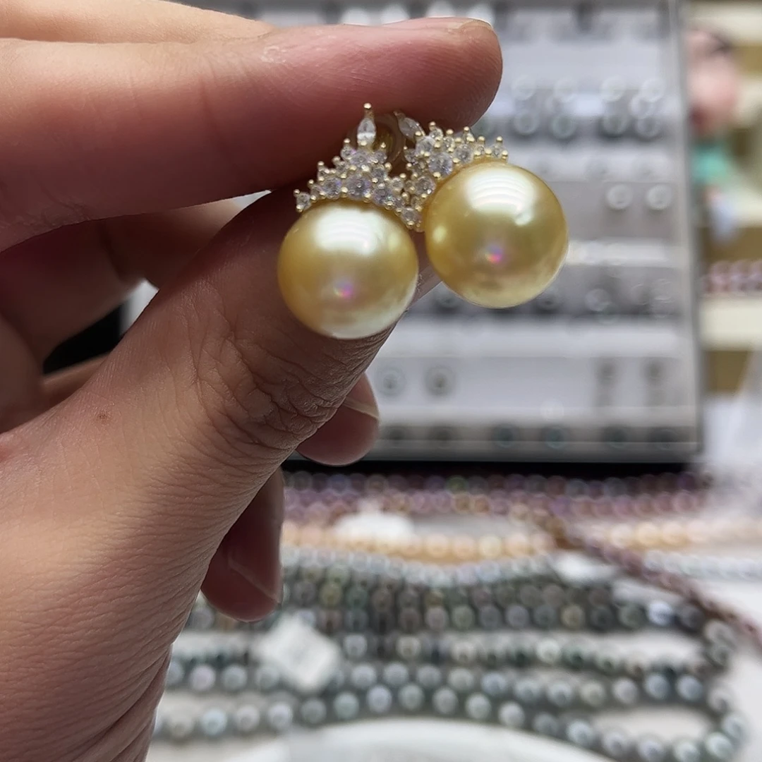 银S925镶嵌耳饰海水珍珠