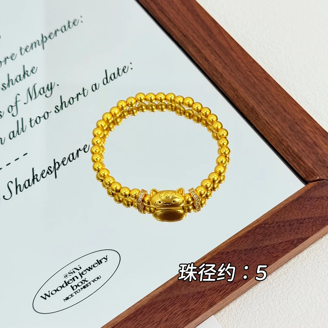 铜合金锆石手链 SL-103金店同款法棍小猫咪圆珠转运珠时尚手链
