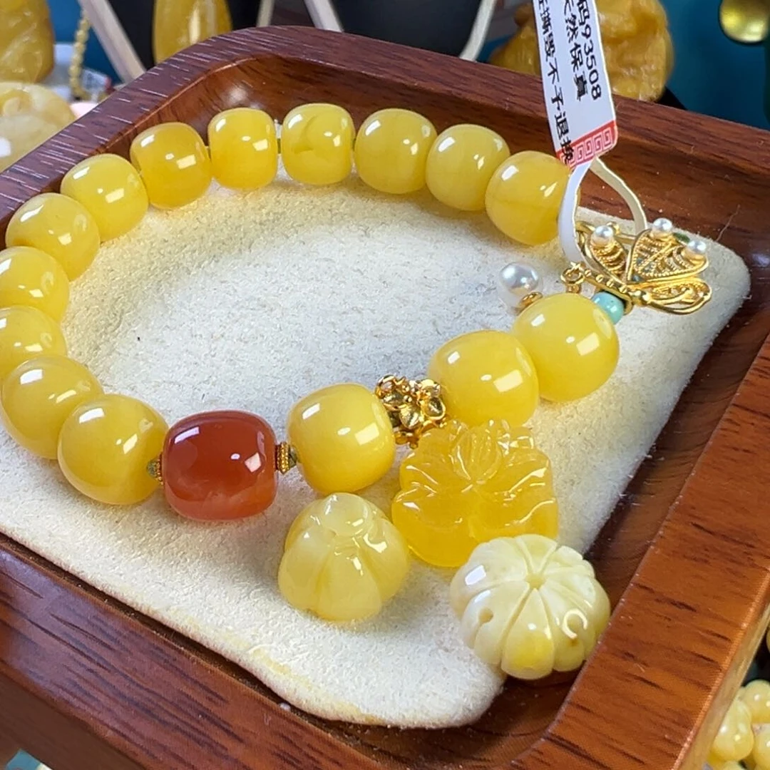 琥珀手串未镶嵌微*蜜蜡