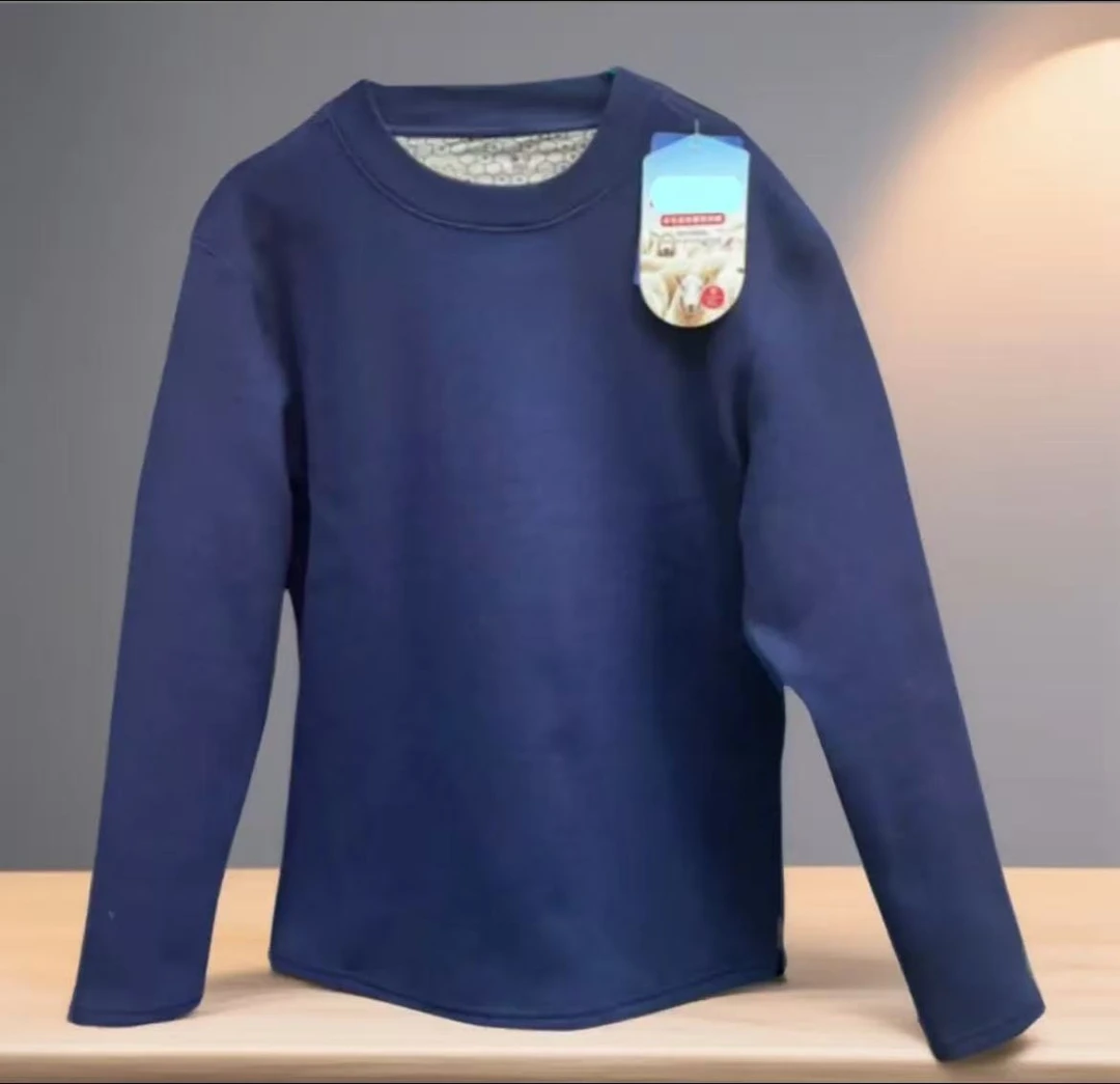 2025新款填充羊毛保暖内衣填充男士冬季时尚打底衫保暖内衣半高领