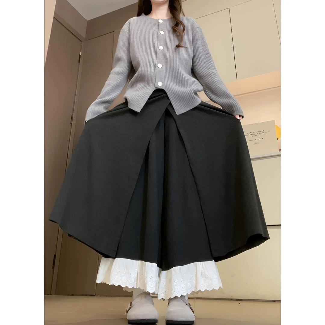 裙裤女款爆款2025新款秋冬款垂坠感休闲裤显瘦遮肉高腰A字阔腿裤