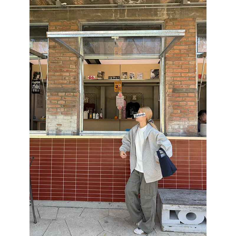 【五月欧尼】重工厚实度！灰色开衫连帽卫衣308