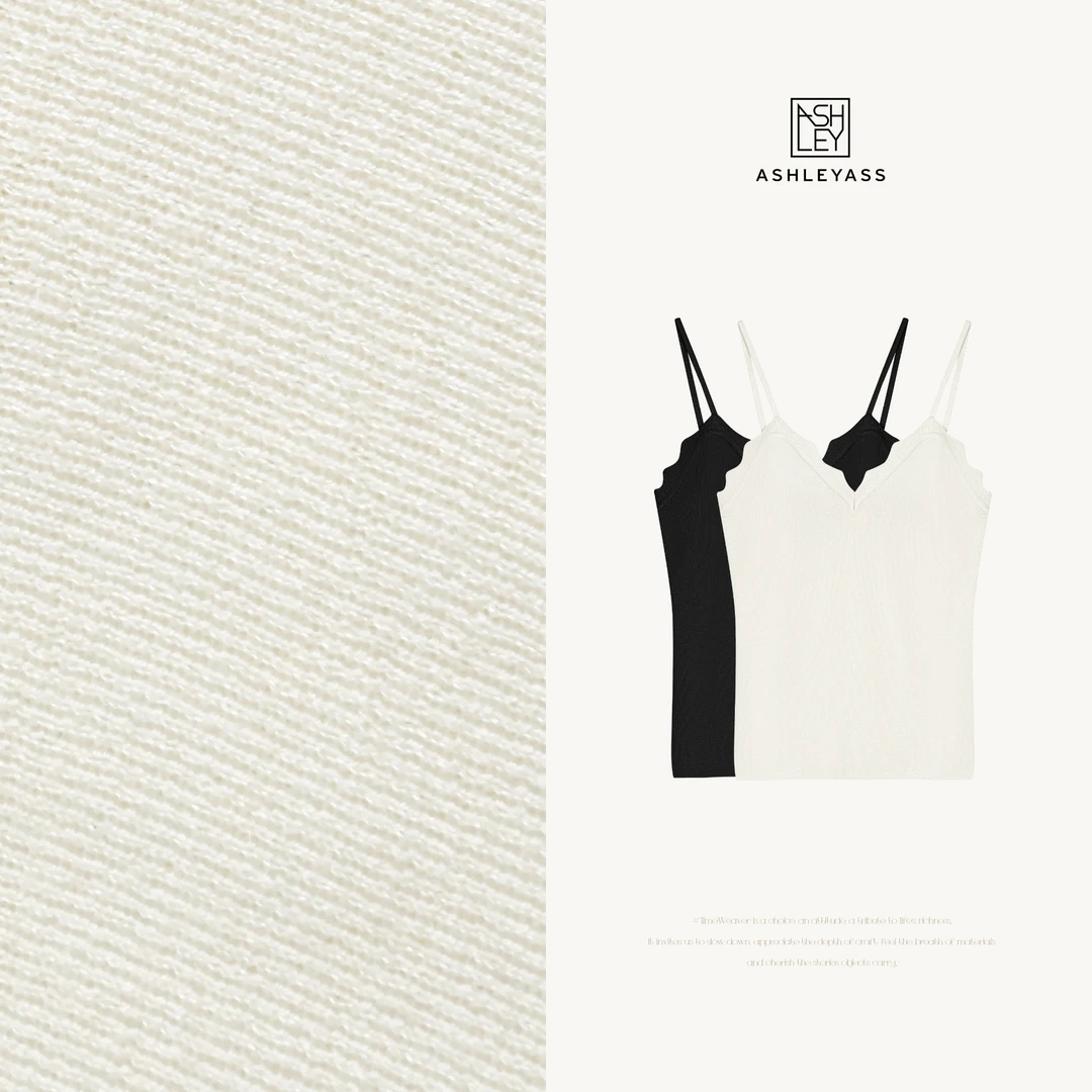 ashleyass“波浪纹背心”V领内搭舒适感吊带背心上衣LSS250294Y