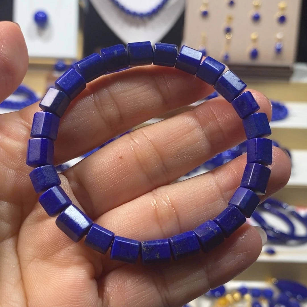 青金石未镶嵌手串6+m随型方糖