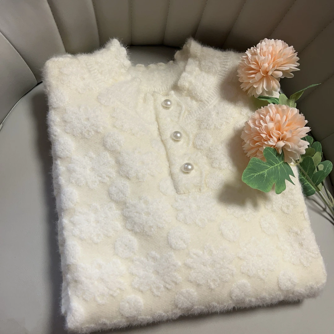 2025秋冬新品女装加厚毛衣时尚休闲百搭半高领套头针织衫宽松版潮