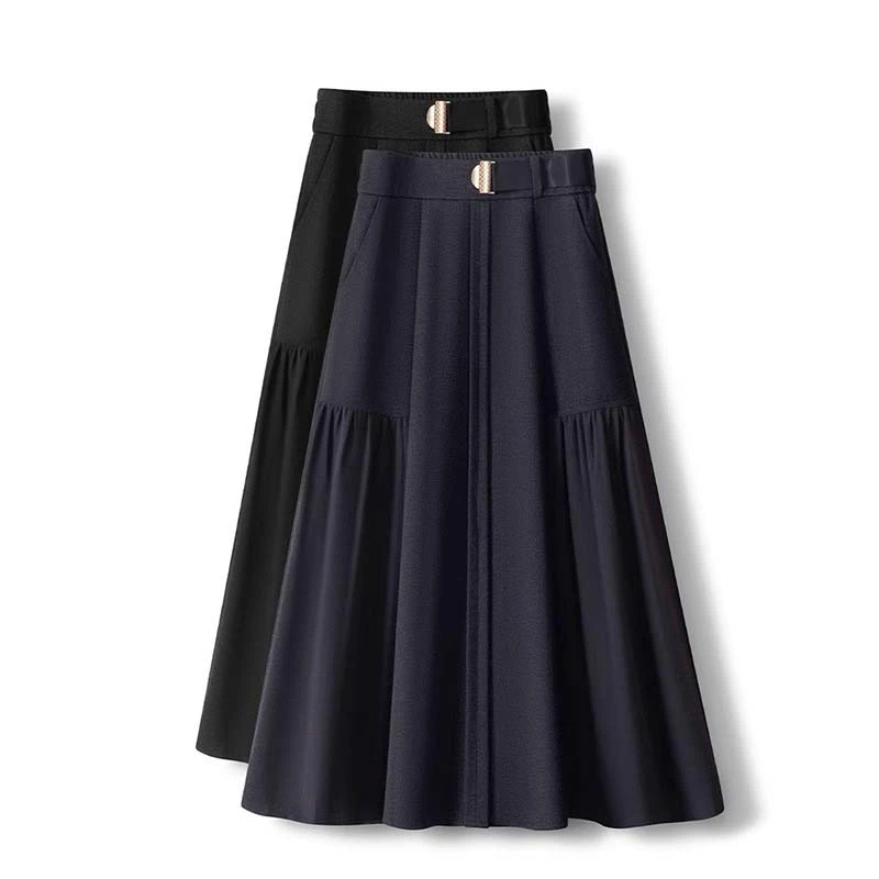 La babite 高级感西装半身裙女春夏2025新款松紧高腰显瘦a字裙子