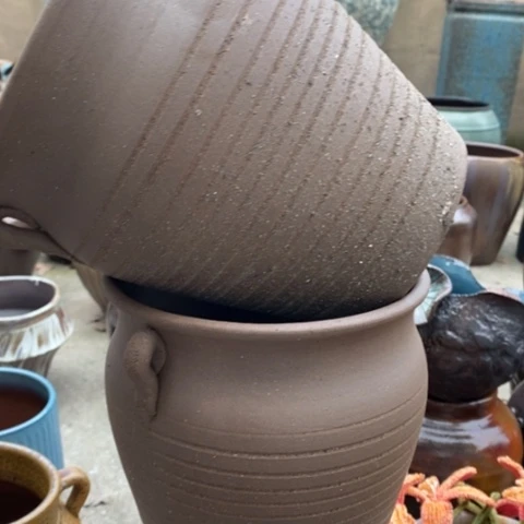 【闪购商品】紫砂花盆高21口18一对