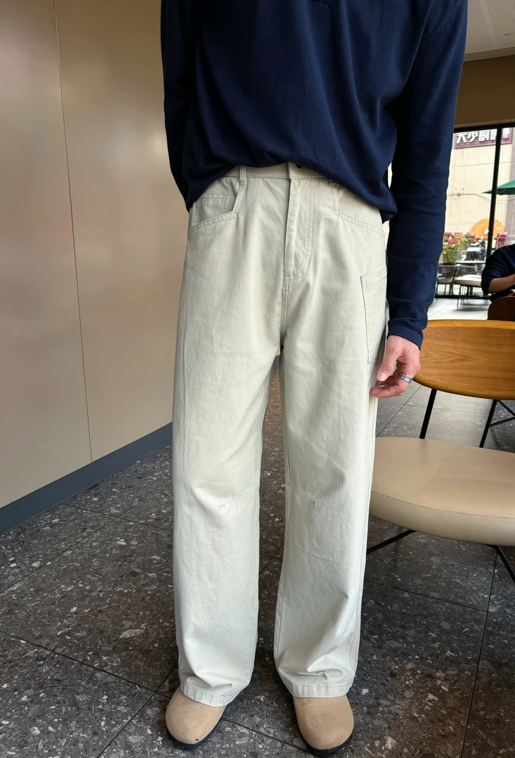 TAIYANG 25SS春夏 斜纹纯棉酵洗工艺 Cleanfit极简直筒宽松休闲裤