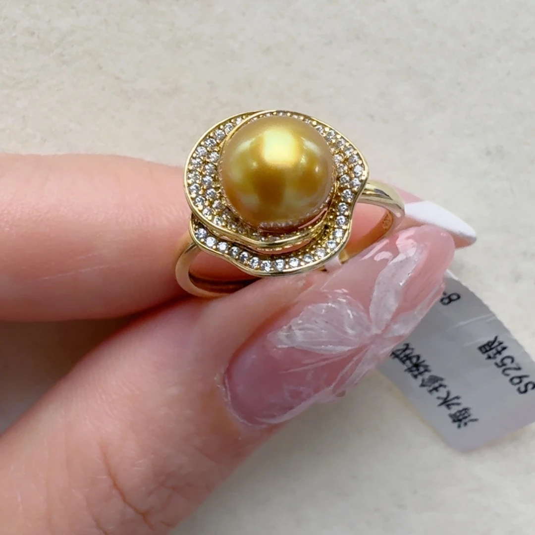 海水珍珠银S925镶嵌戒指@@jj212