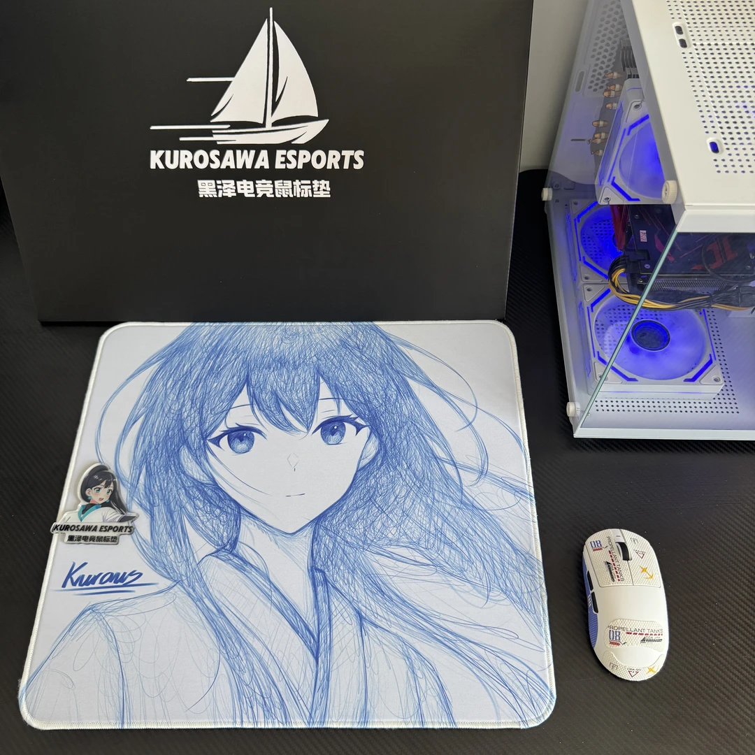 黑泽电竞鼠标垫二次元绘梨衣线稿无畏契瓦特兰特电竞游戏鼠标垫