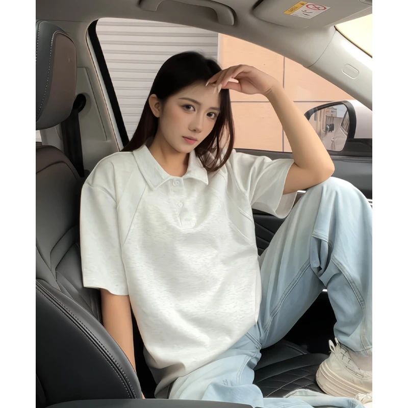 简约正肩版型Polo衫空气棉短袖T恤男夏季宽松cleanfit半袖上衣服