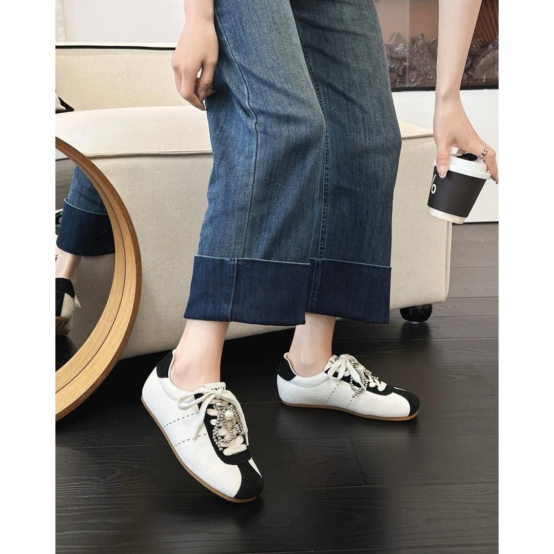 2025春秋季新款时尚平底百搭复古绒面皮革运动鞋休闲鞋 MLSY 8509