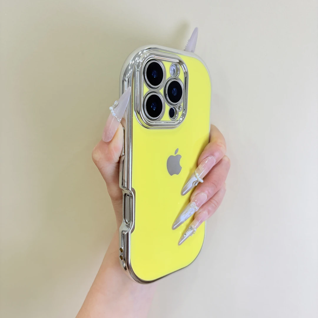 电镀小胖妹纯色适用于苹果15手机壳新款iPhone16男女14软13防摔11