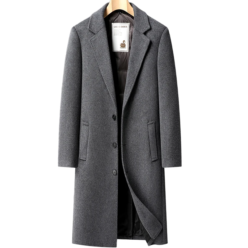 羊绒+羊毛 长款毛呢大衣冬季男士羊绒大衣羊毛呢大衣中长款风衣
