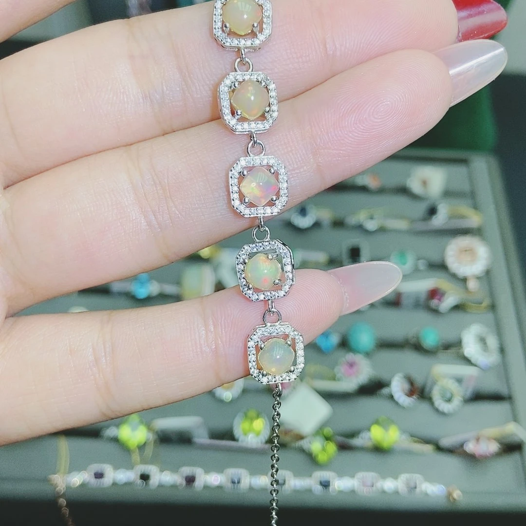【闪购商品】银S925镶嵌欧泊手链