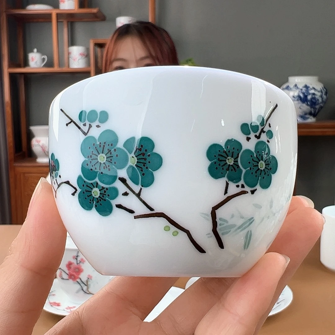 玉泥 翠竹绿梅卧足缸杯