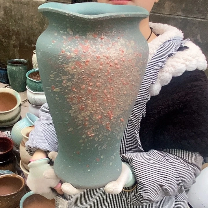 紫砂花盆瑕疵口17高30