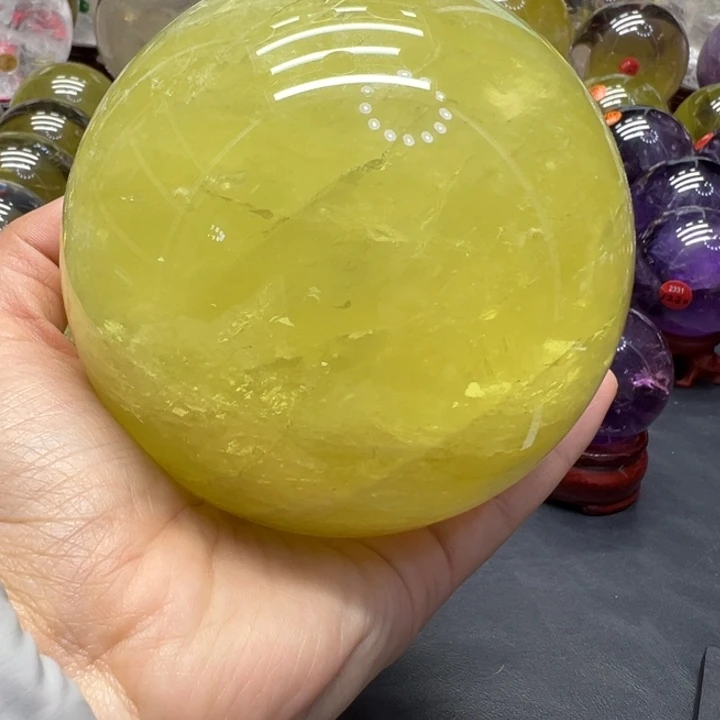 水晶未镶嵌珠宝半成品MM黄水晶球10厘米c1730