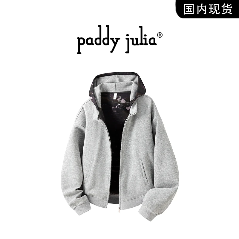 Paddy julia高级感长袖开衫连帽卫衣春秋季男士休闲潮流宽松时尚