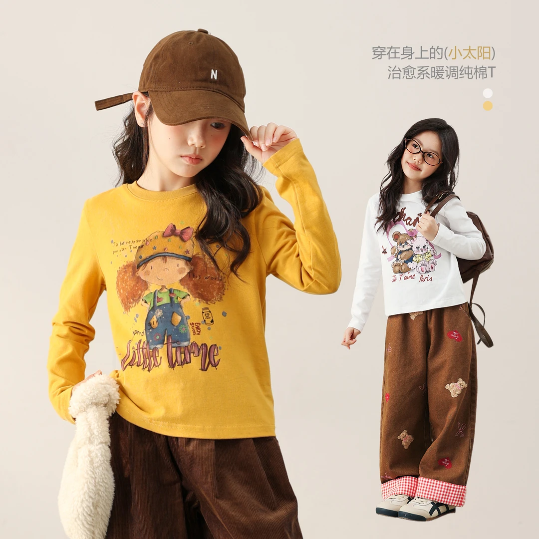NORNOR陈大猪童装女童纯棉长袖t恤秋季2025新款秋装上衣NQ590127