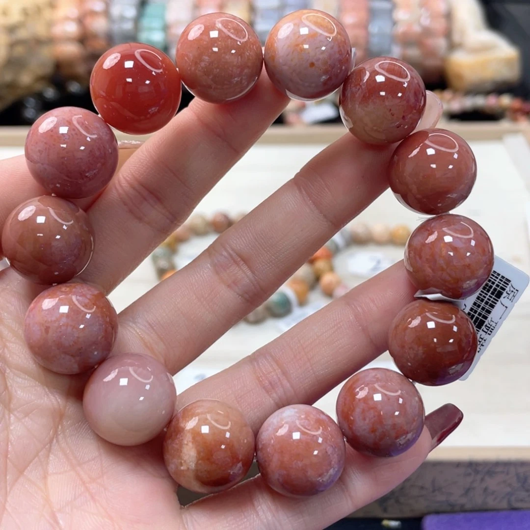 硅化珊瑚（珊瑚玉）手链未镶嵌心***情040