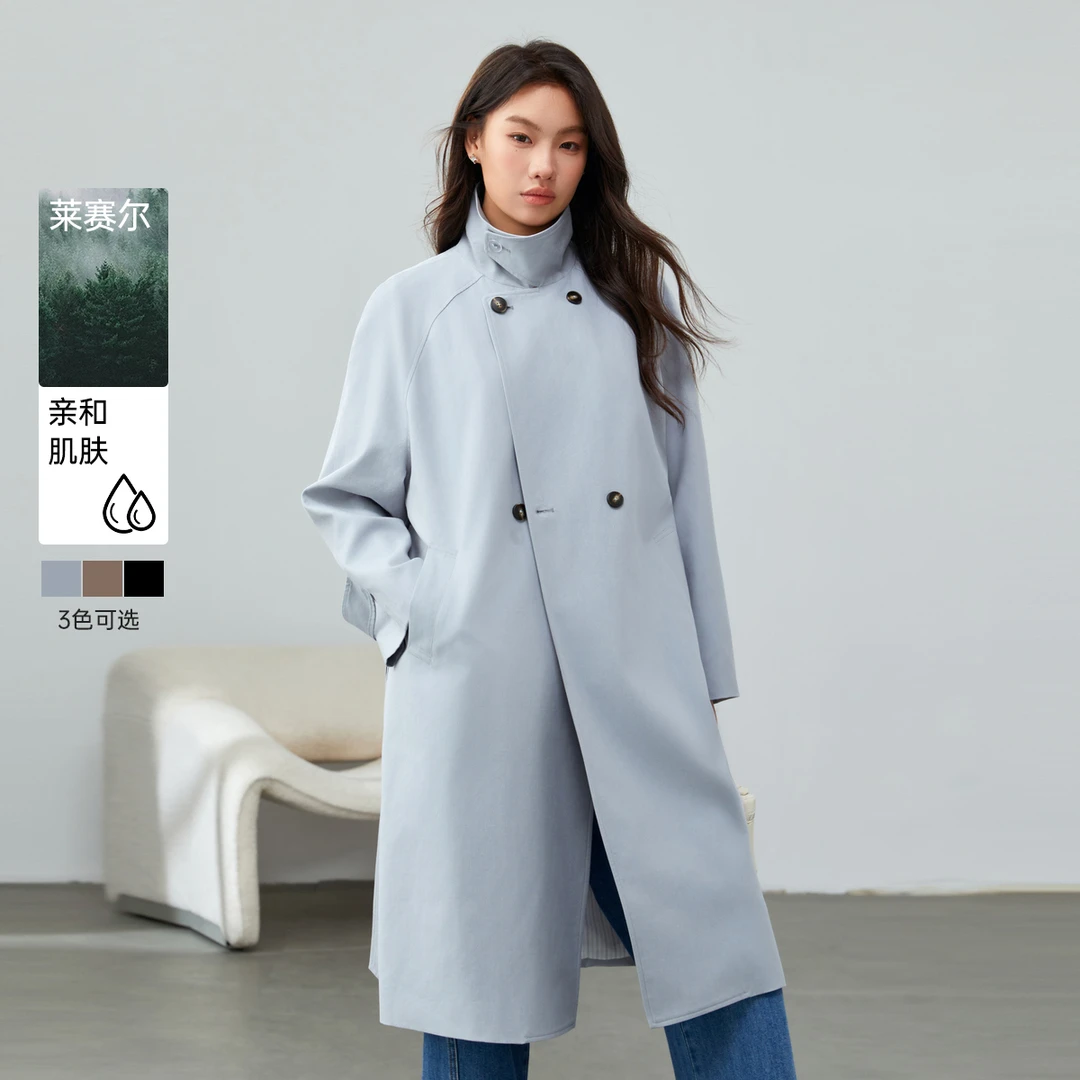 【时髦洋气随性百搭风衣】纤莉秀大码女装胖mm韩系显瘦风衣QK0684