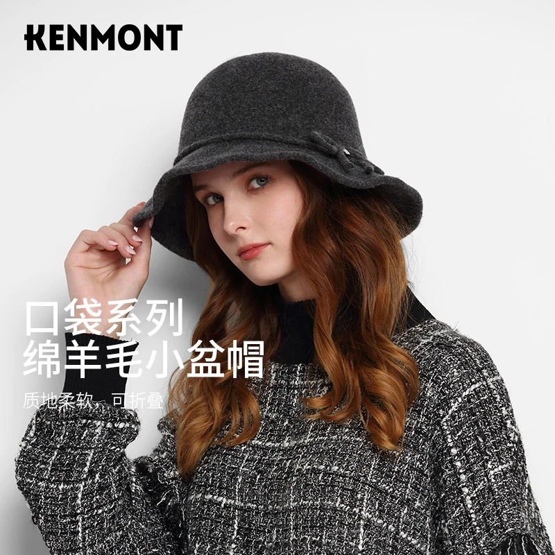 卡蒙绵羊毛渔夫帽秋冬圆顶女士盆帽帽子户外时尚百搭情侣防风保暖