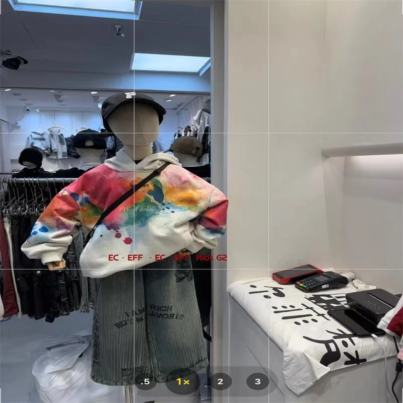 EFF潮牌男童加绒连帽卫衣儿童扎染迷彩洋气时髦宽松潮酷炸街上衣