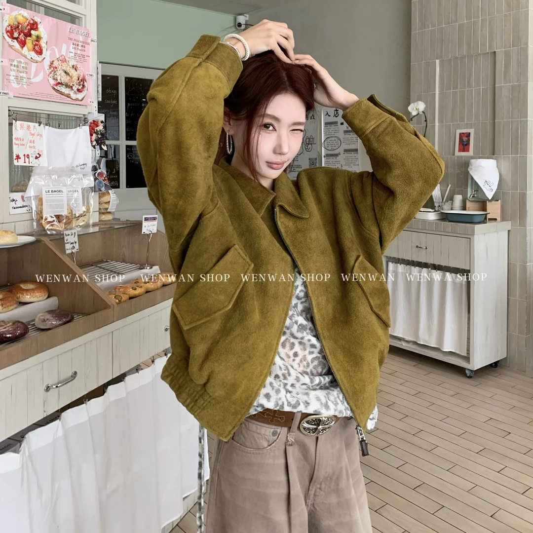 【订货！流量款】25秋冬新款拉链翻领短款夹克外套