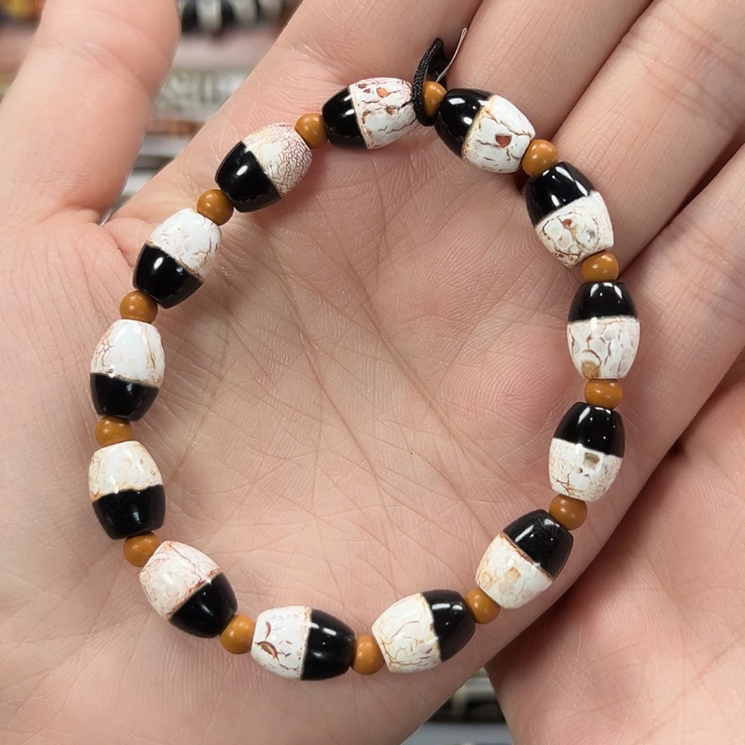 玛瑙/玉髓未镶嵌珠宝半成品血沁鸡骨白天地药师手串