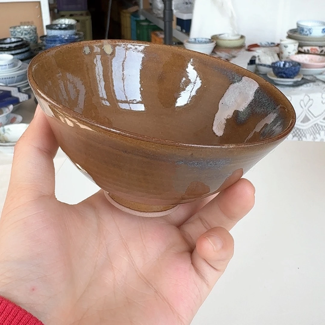 瓷片高取烧11厘米饭碗 高5.5厘米