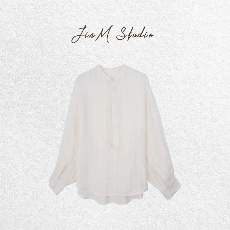 Jinmstudio丨【老钱风骨】轻奢纯亚麻立领衫602501A1322