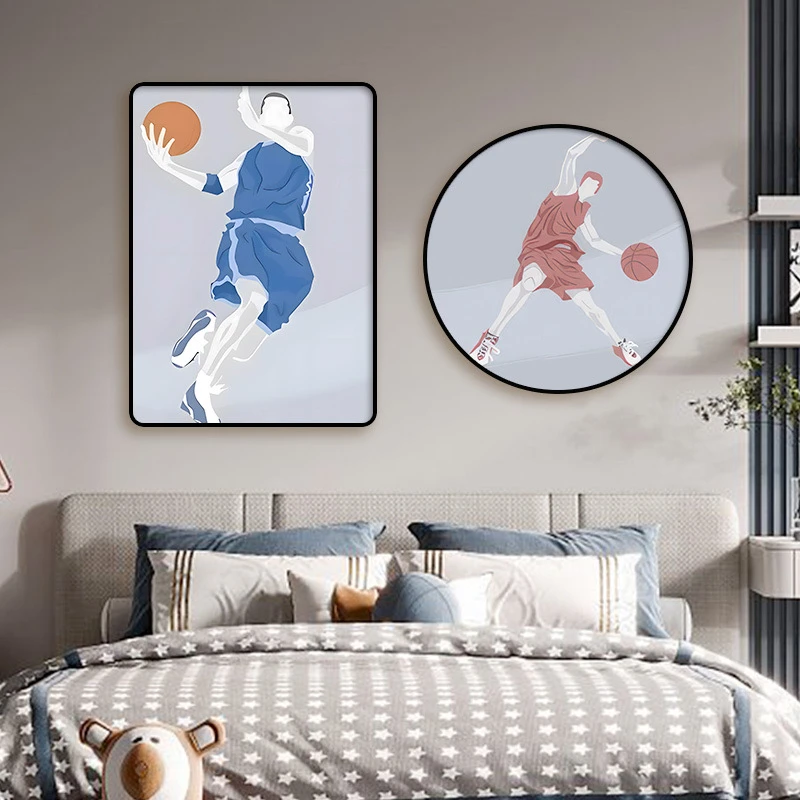 篮球装饰画青少年房间挂画海报北欧男孩卧室床头画运动背景墙壁画