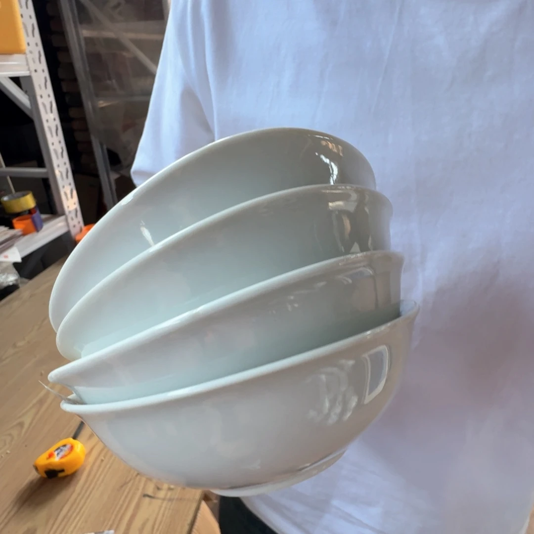 瓷片景德镇高温陶瓷老白胎四方面碗4只