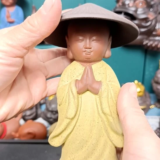 茶宠紫砂小和尚过滤组合茶宠摆件