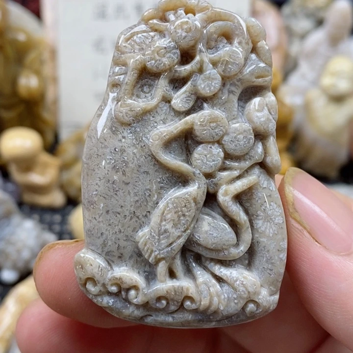 颈饰未镶嵌硅化珊瑚（珊瑚玉）