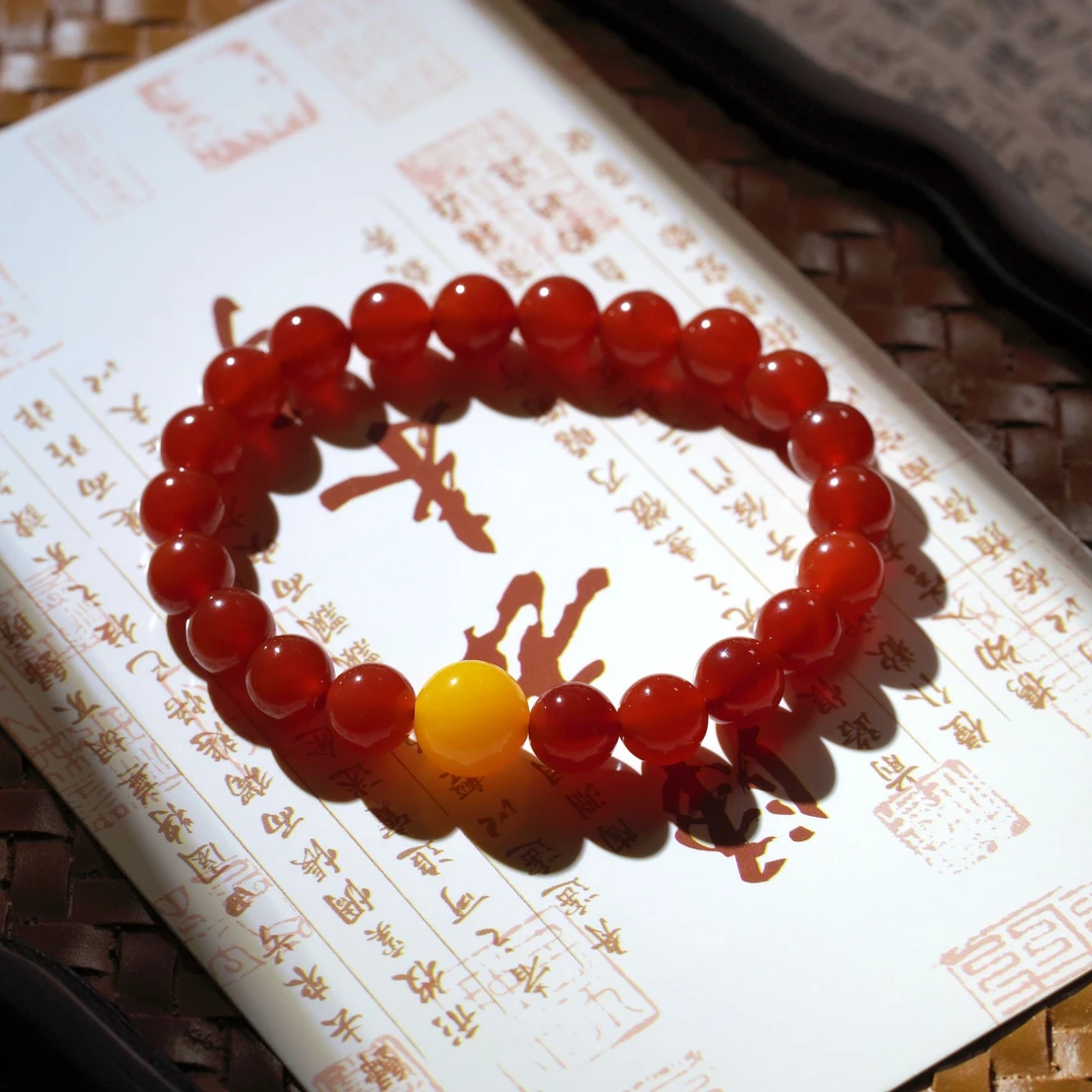 【佳仁甄选】红红火火运当头天然红玛瑙手串女款（多样性发一带证书）