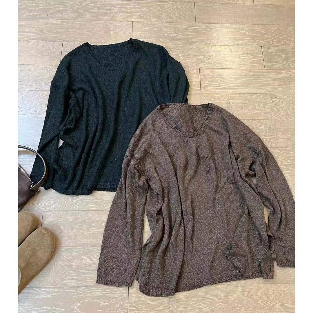 2024早秋 颗粒感大版百搭休闲长袖T恤 2408B3605