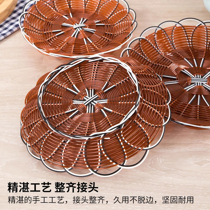 编织果盘防手工篮碟子藤编篮子小吃水果篮创意薯条客厅家用