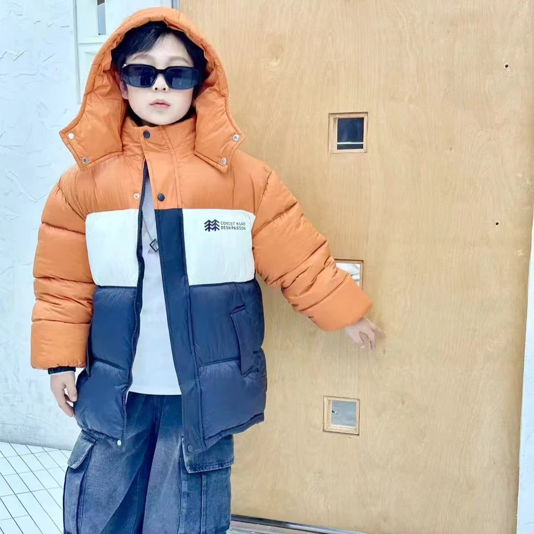 儿童 三色拼接 加绒棉服368